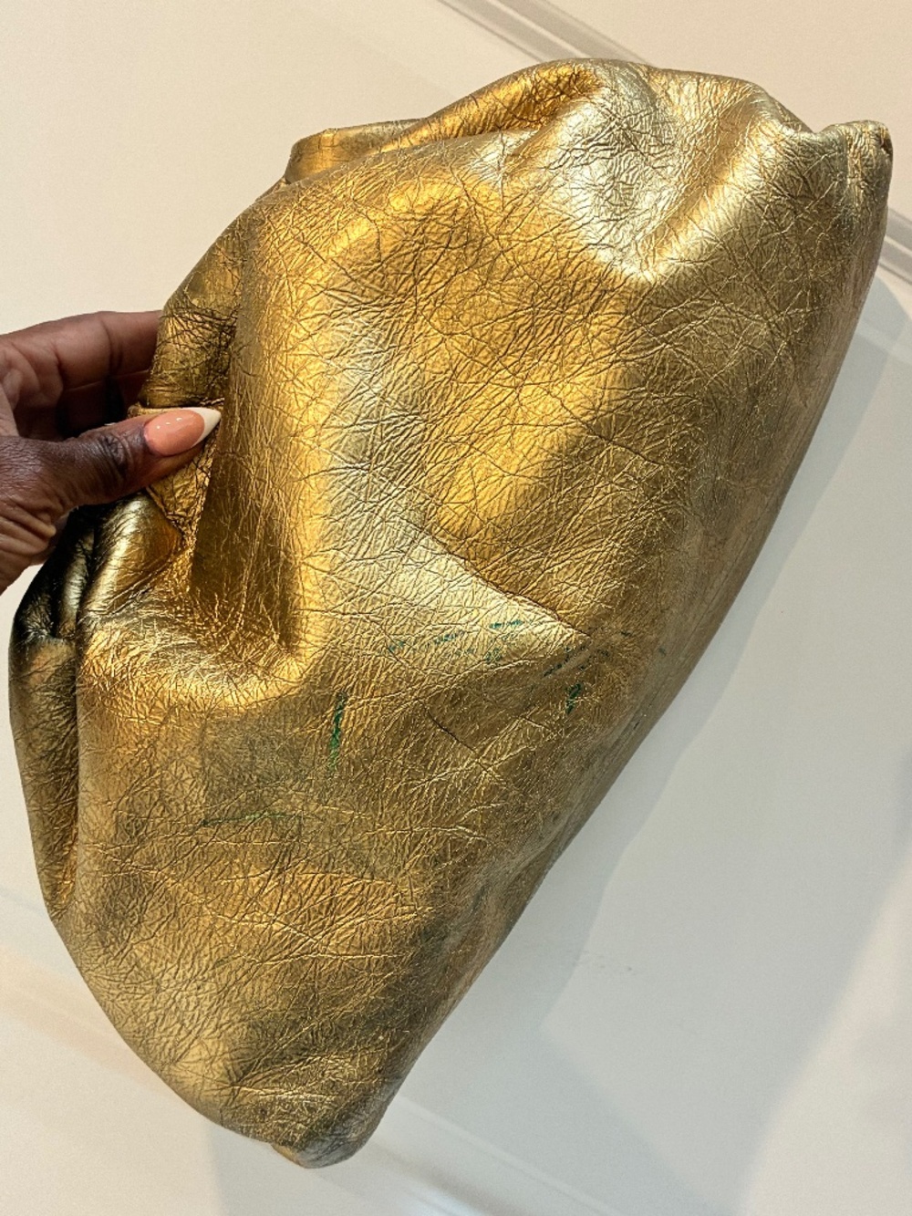 Bottega Veneta Large Maxi Metallic Gold Pouch